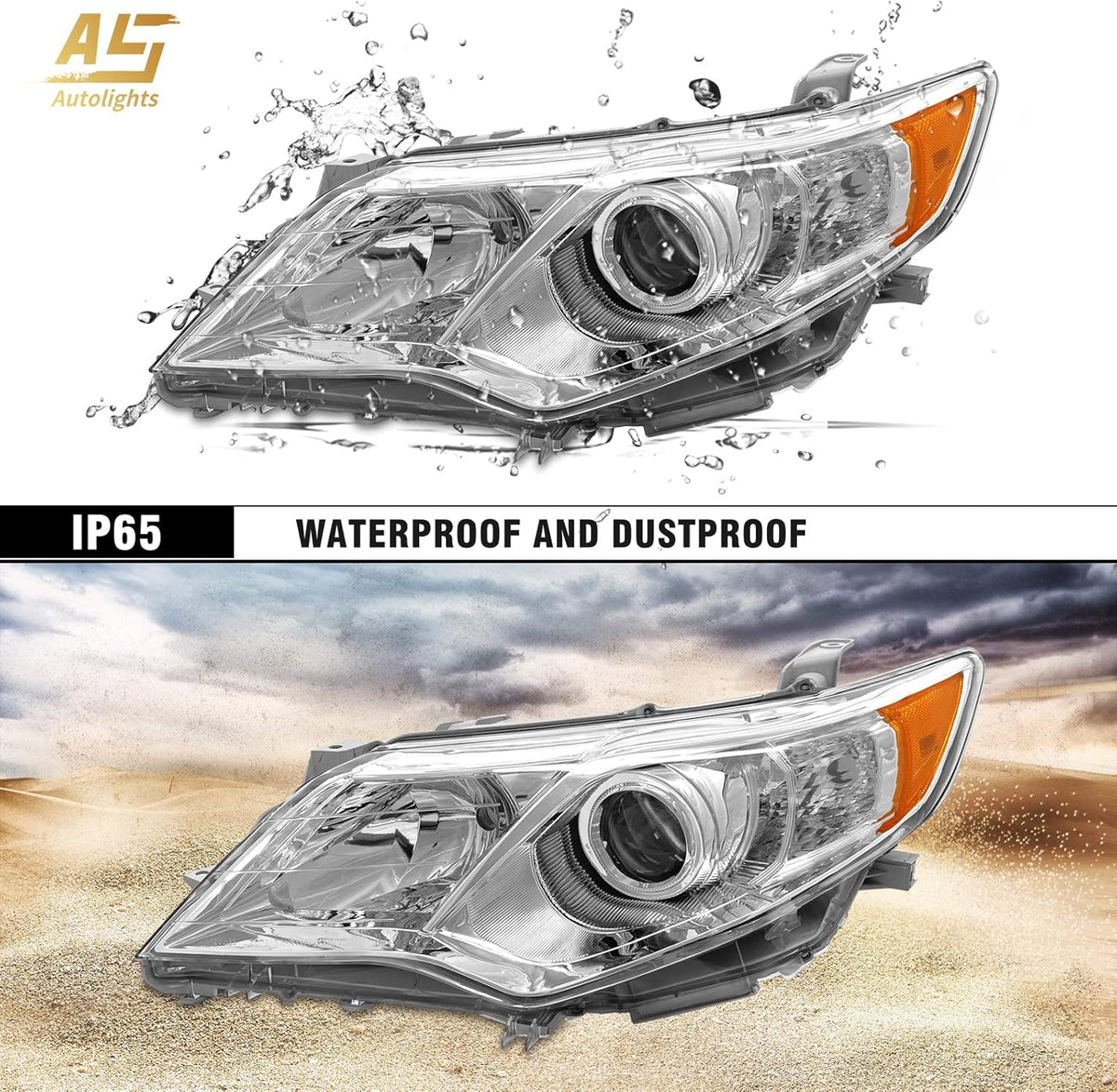 Headlight Assembly Chrome Housing for 2012-2014 Camry H5907