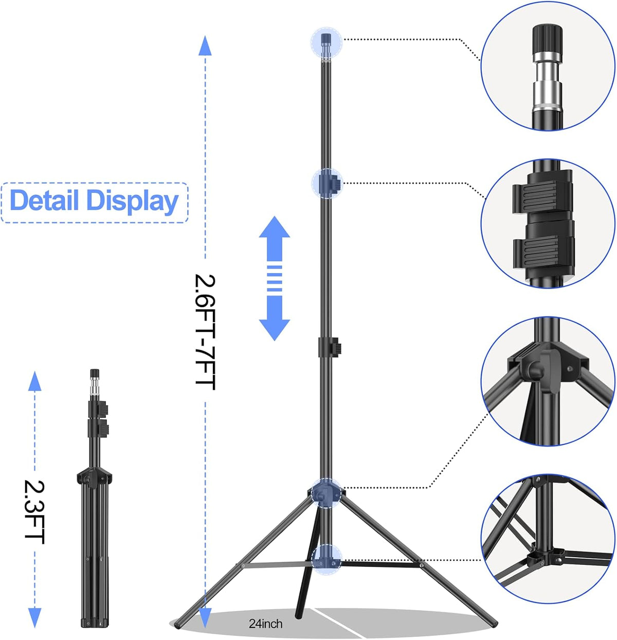 7×10ft Adjustable Photography Backdrop Stand Kit with Polyester Background, Spring Clamps and Carry Bag S687