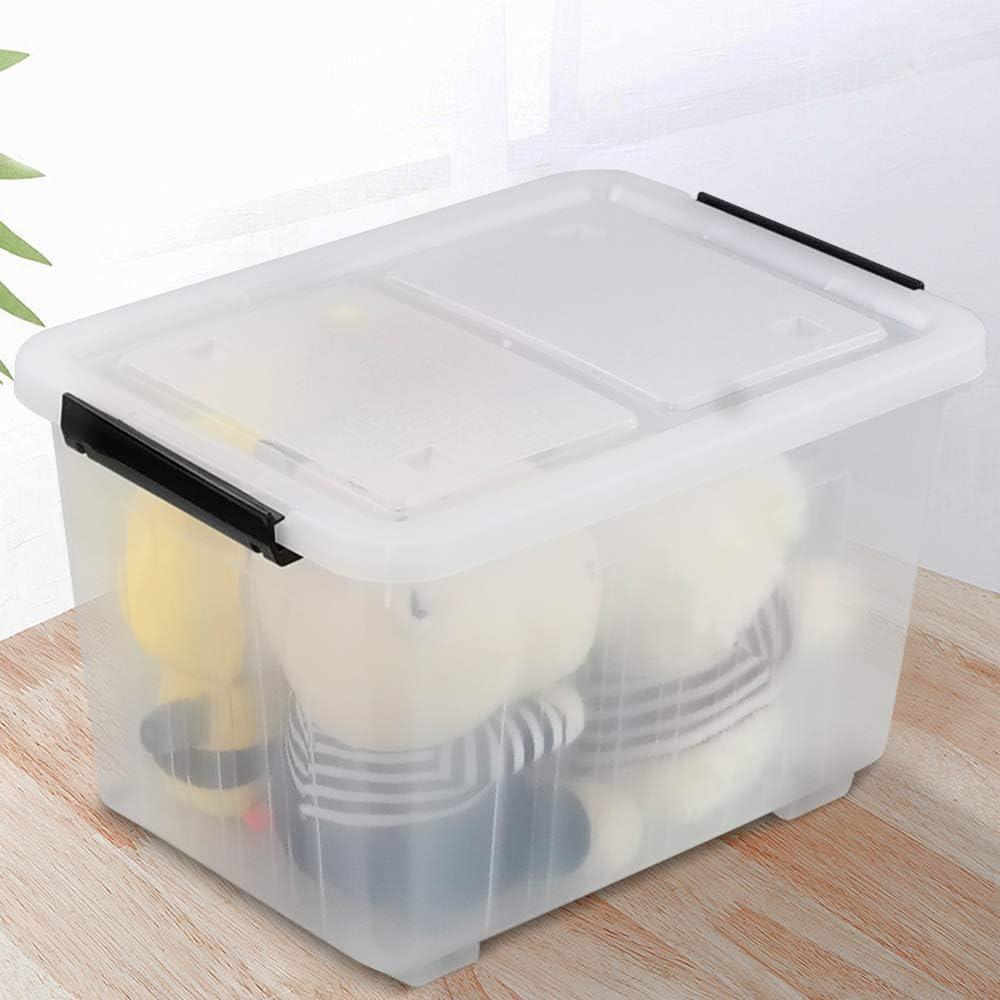 30 L Clear Plastic Storage Box with Wheels, 4-Pack P23981