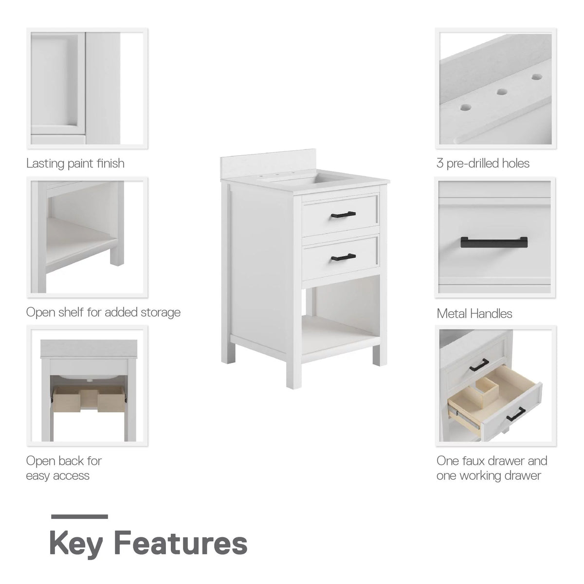 24 Inch Bathroom Vanity with Ceramic Sink X12194