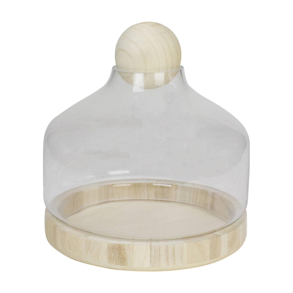 12.5x22 Transparent Glass Hurricane with Wooden Lid and Base D83453