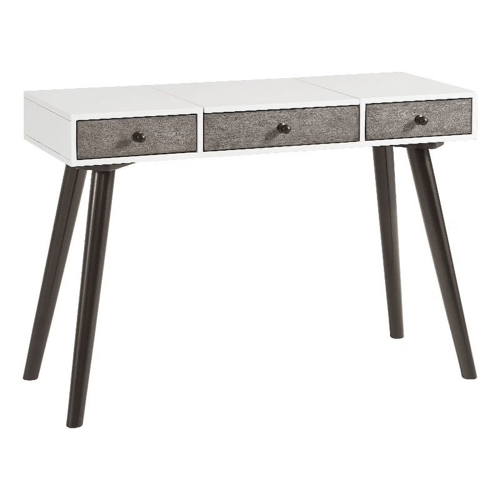 White/Gray/Black Vanity Desk with Mirror F11554