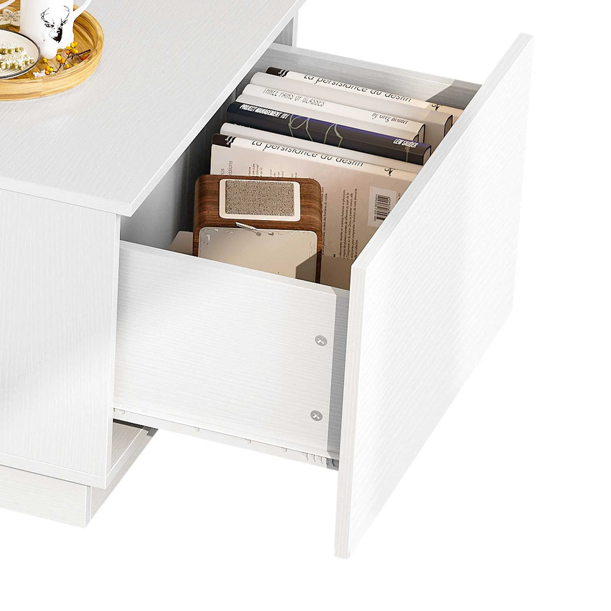 White Coffee Table with Storage O205
