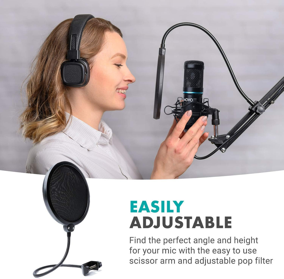 2-Pack Cardioid Condenser Microphone Kit with Scissor Arm Mic Stand, Shock Mount and Gooseneck Pop Filter Y8536