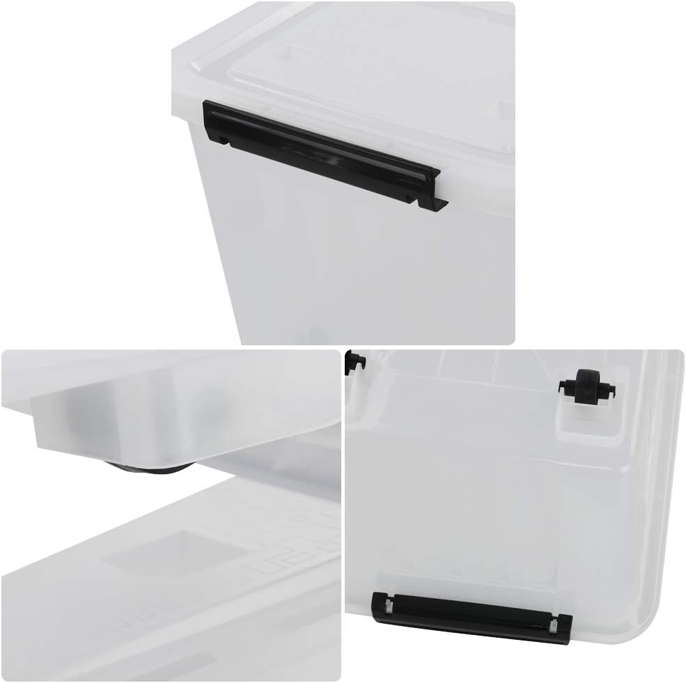 30 L Clear Plastic Storage Box with Wheels, 4-Pack P23981