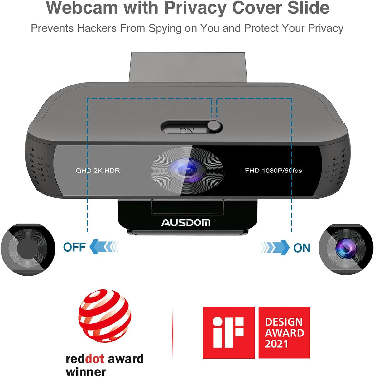 2K Zoomable Webcam with Tripod and Microphones Pack of 2 O748