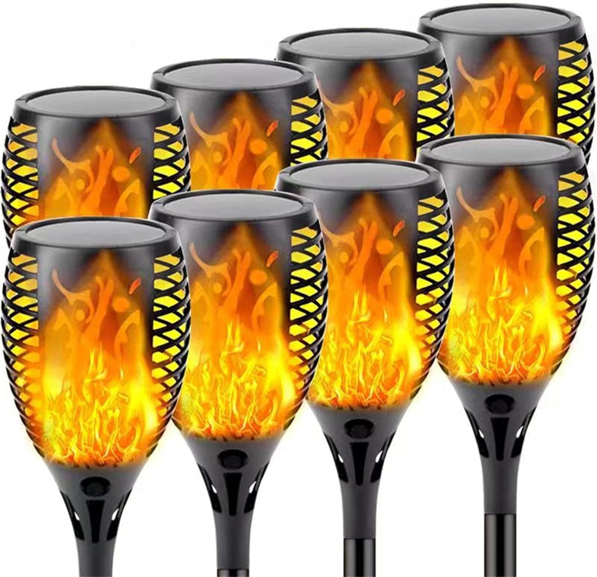 8-Pack Solar Flame Torch Waterproof Outdoor Lights O38485