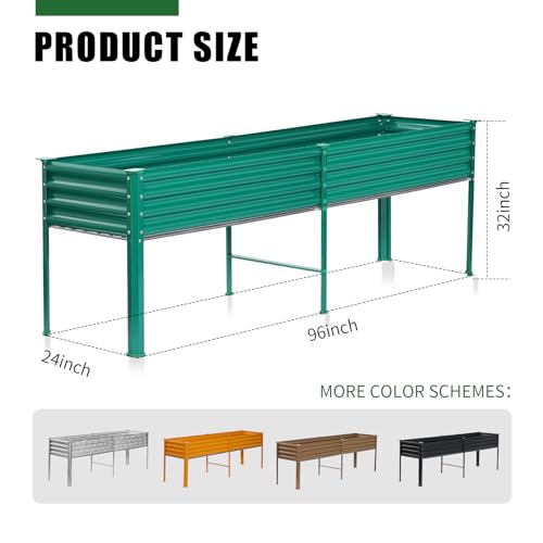 Galvanized Raised Garden Bed with Legs, 48×24×32in Metal Elevated Planter Box with Drainage Holes I682836