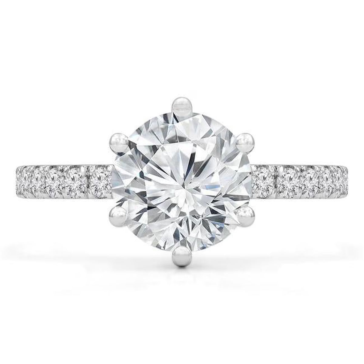 14K White Gold Round Diamond Solitaire Engagement Ring H116