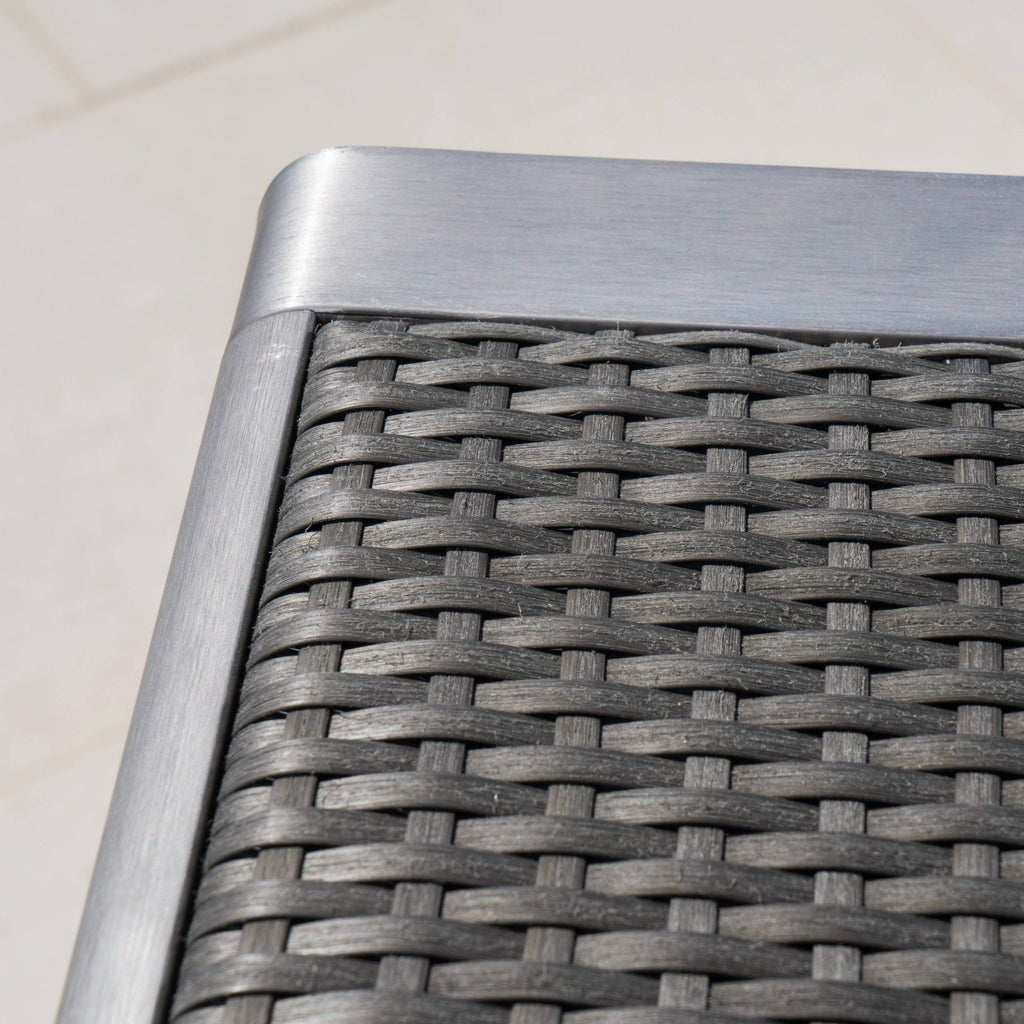 Gray Square Aluminum and Wicker Bar Table W795426