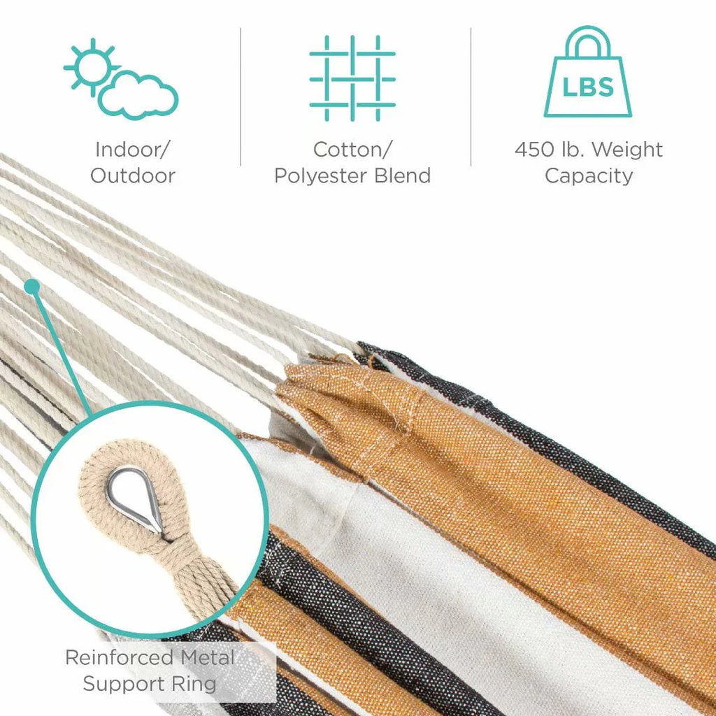 Cotton 2-Person Hammock with Steel Stand 450lb Capacity T642