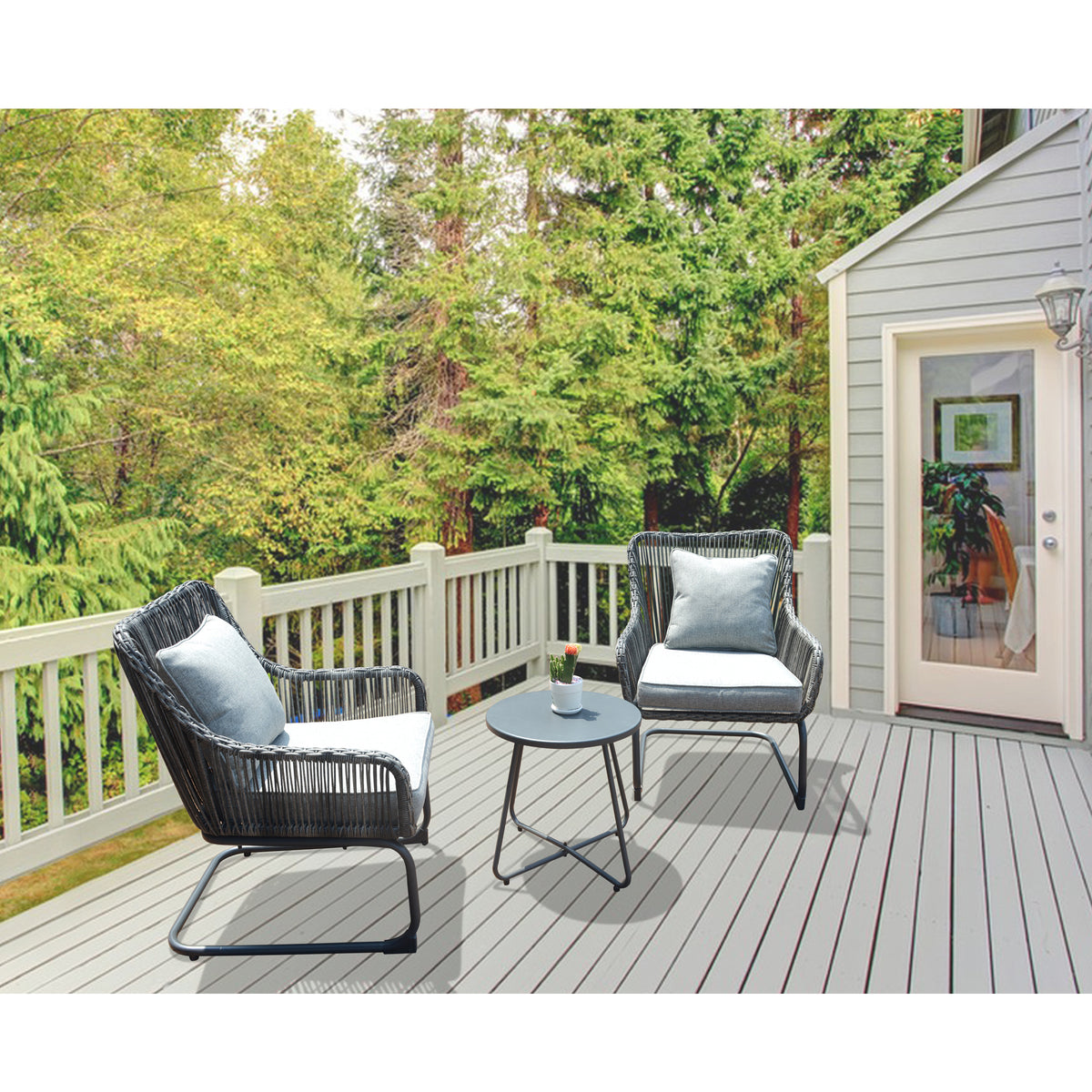 3 Pcs Outdoor Hand-Woven Wicker Spring Sofa Chair Patio Conversation Set N85308