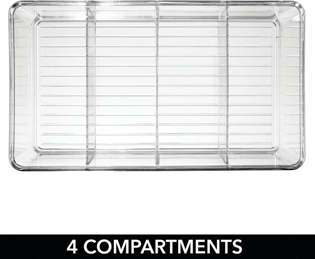 Clear Plastic 4 Divided Sections Storage Bin Box 2 Pack L440261