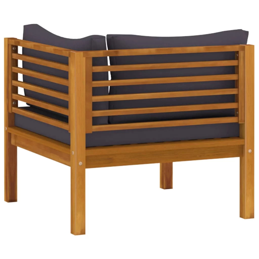 Dark Gray Cushions Solid Acacia Wood Corner Sofas W679525