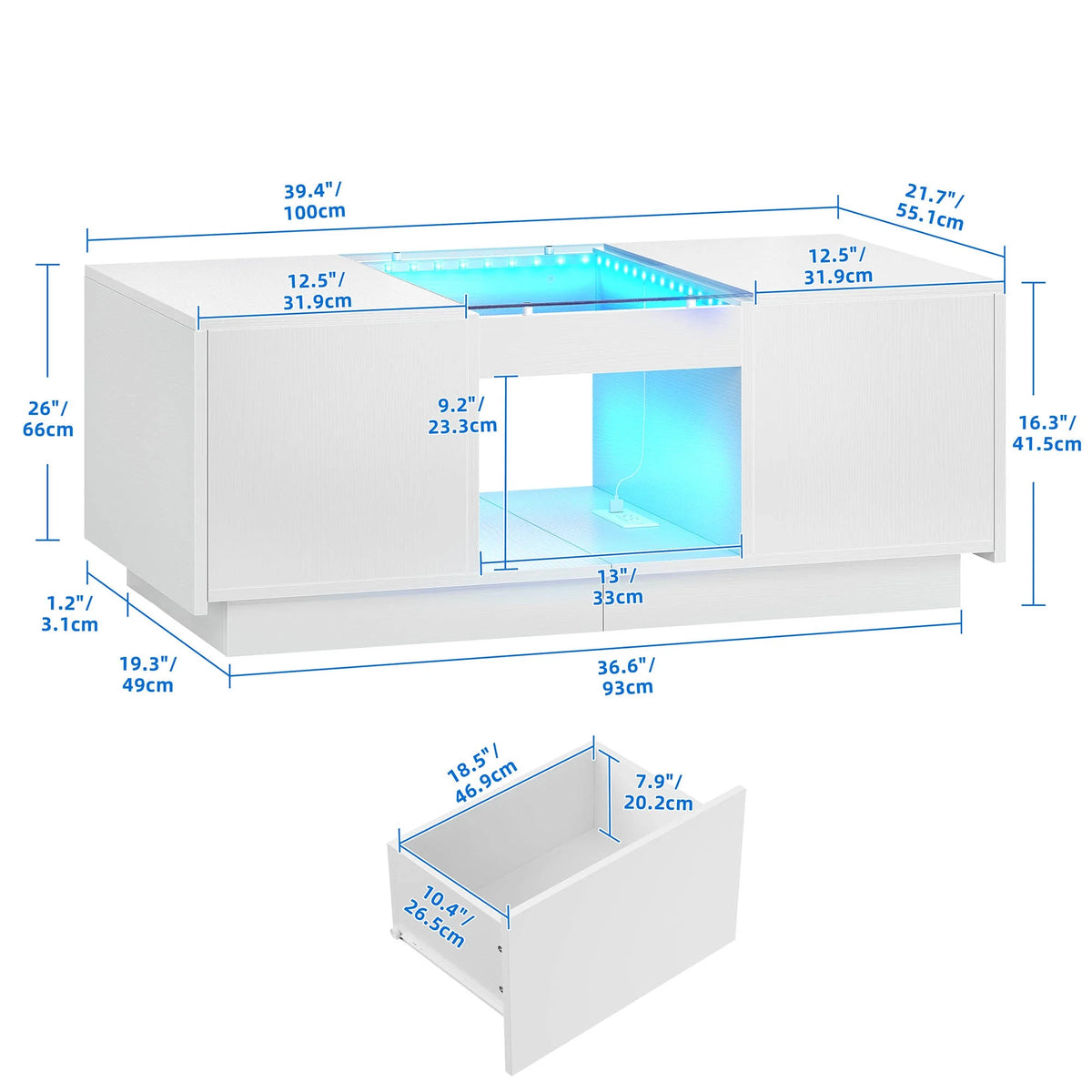White Coffee Table with Storage O205