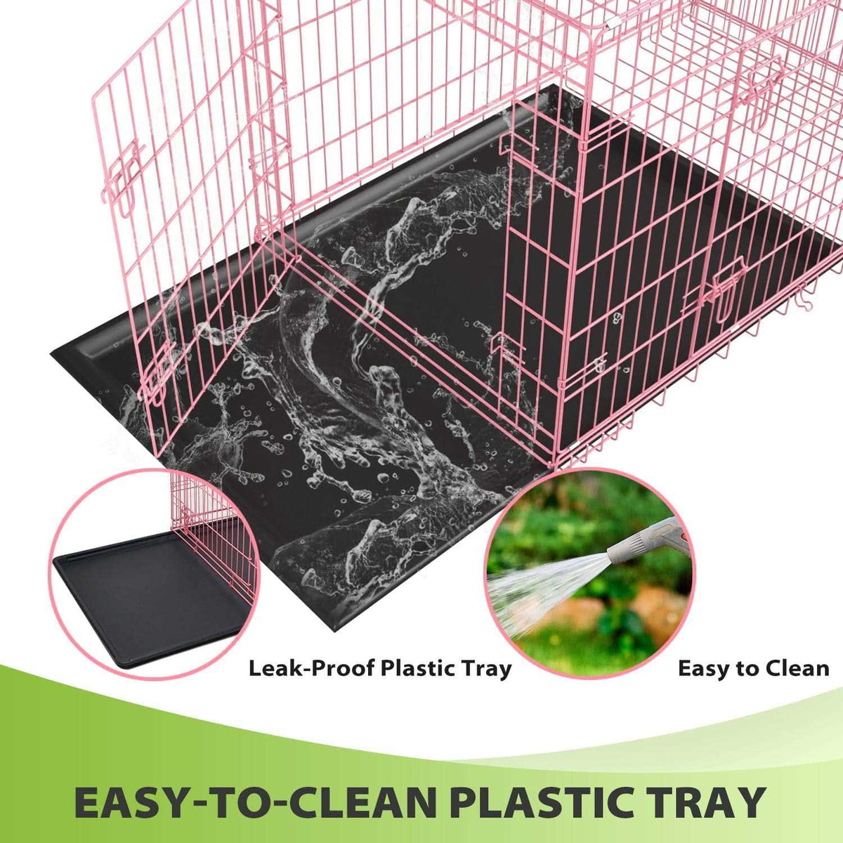 42 inch Foldable Metal Dog Crate with 2 Doors R701470