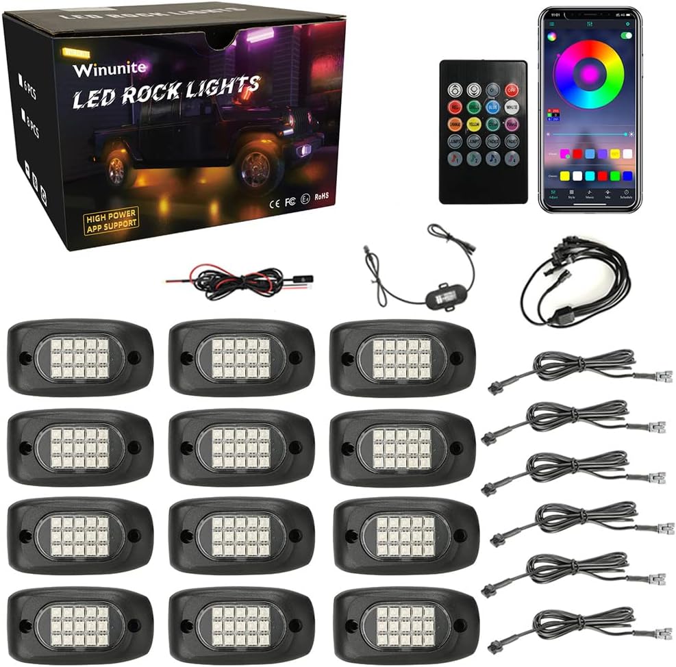 8 Pods RGB LED Rock Lights with Remote Control D303