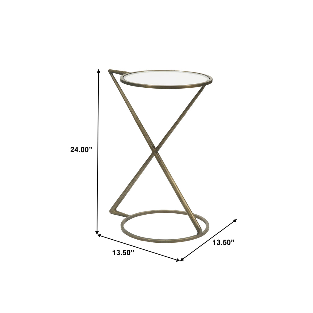 Iron Side End Table with Glass Top K6882