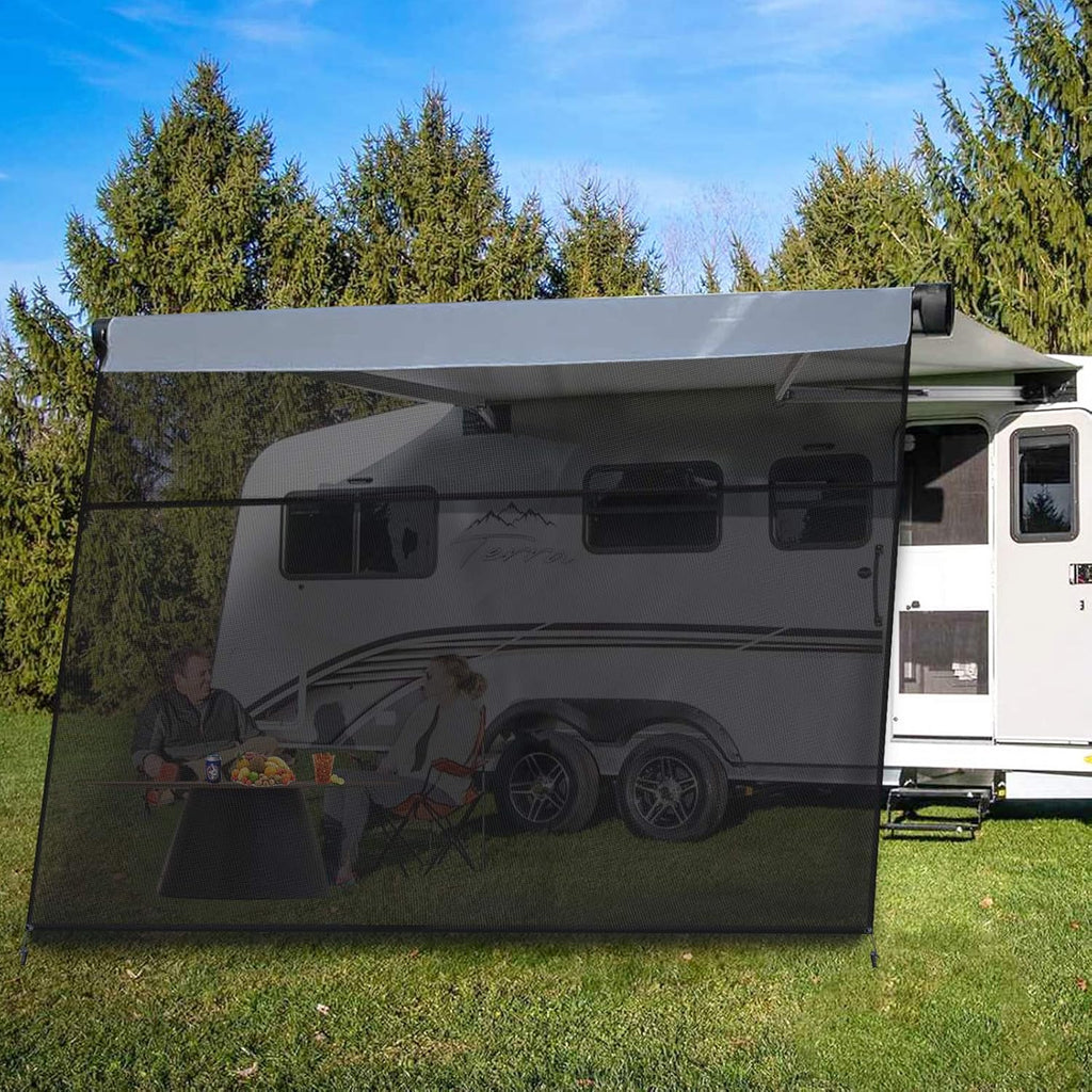 RV Awning Shade Screen with Zipper 10' x 9' Black Mesh S868394