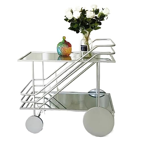 Iron Dining Cart with Glass Shelf O8634