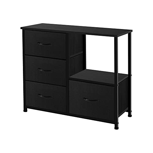 4 Drawer Fabric Storage Tower with Shelves, Dark Grey G480170