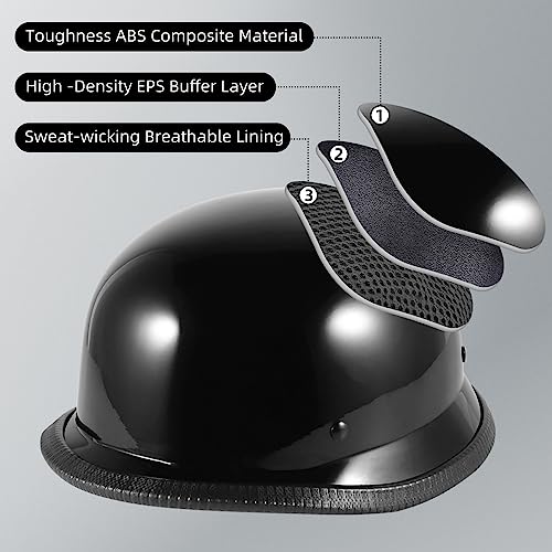 Motorcycle Half Helmet with Face Shield, DOT Approved Retro Half Shell Helmet Z7599