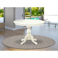 Modern Dining Room Table with Linen White Top and Pedestal Legs F9045