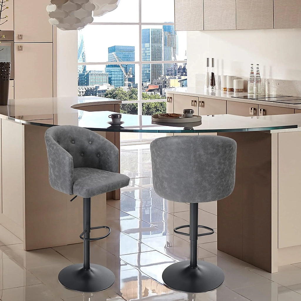 Adjustable PU Leather Bar Stools Set of 2 G34555