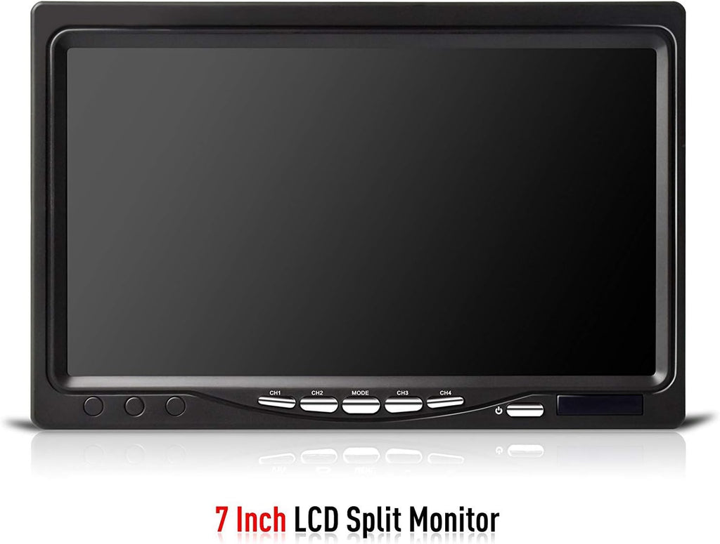 Backup Camera with Monitor Split Screen Wired 4 Channels M6689