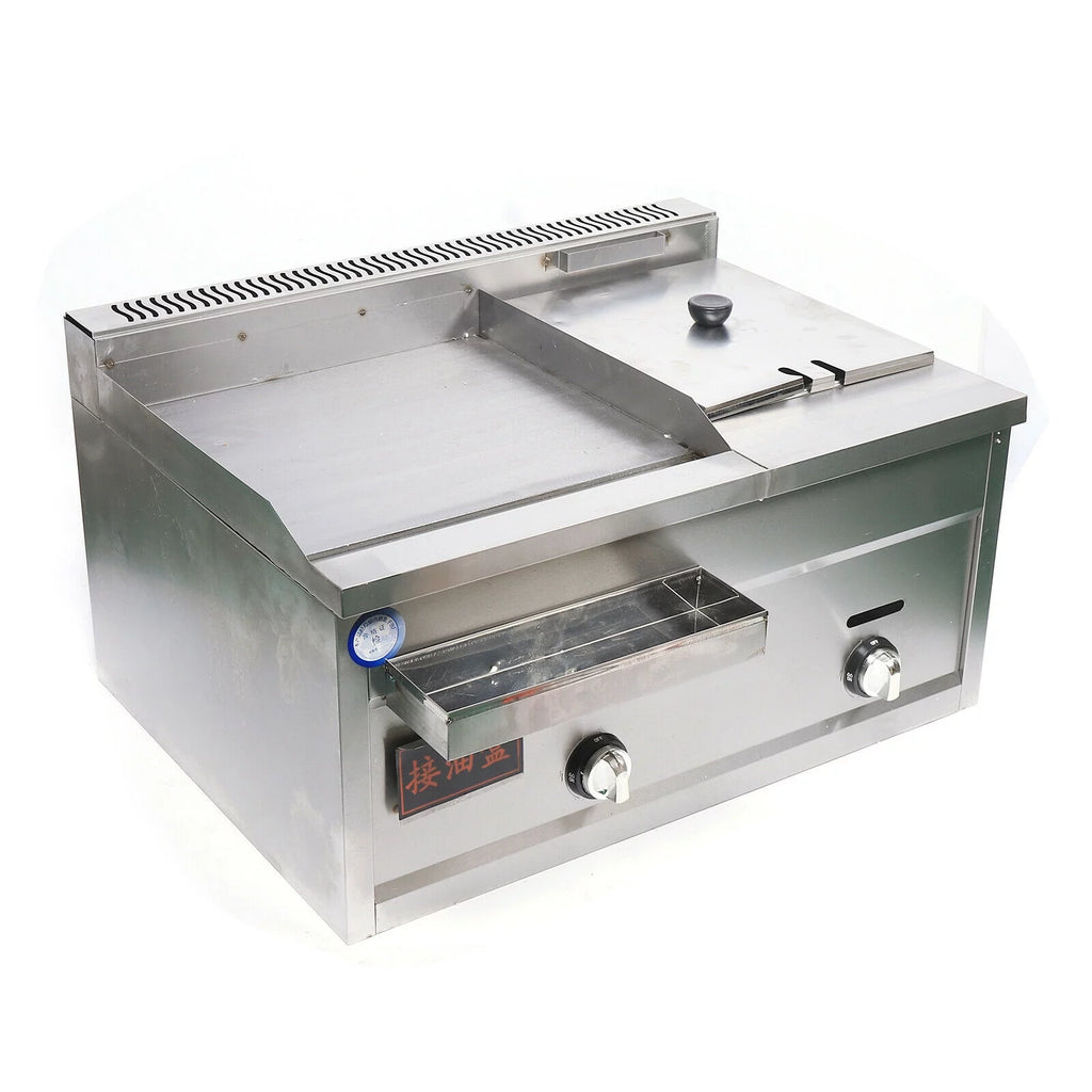 Commercial Gas Griddle Flat Top Grill Deep Fryer Combo L827