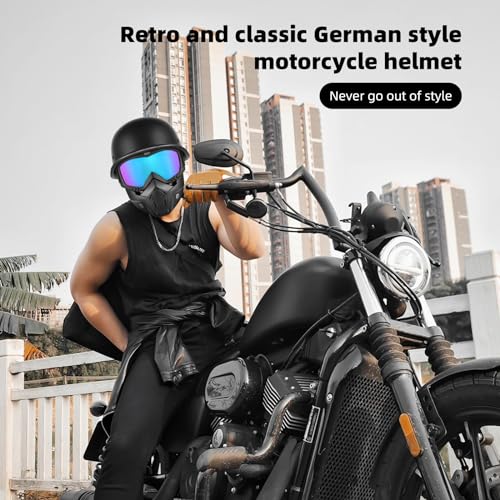 Motorcycle Half Helmet with Face Shield, DOT Approved Retro Half Shell Helmet Z7599