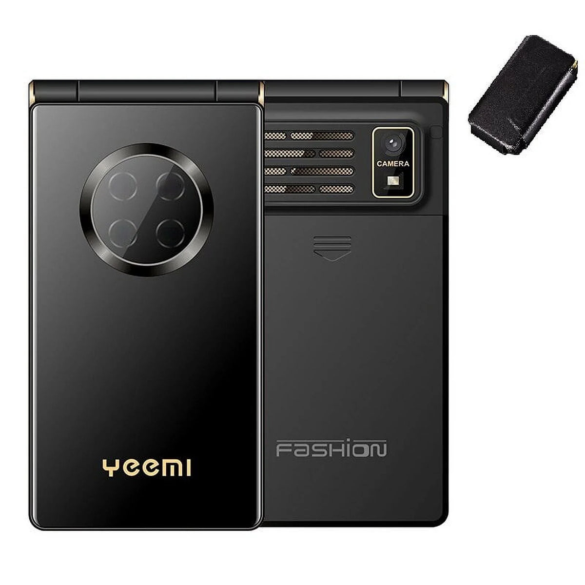 Black GSM Flip Cellphone with SOS Call, Speed Dial, Flashlight, Large Key V38286