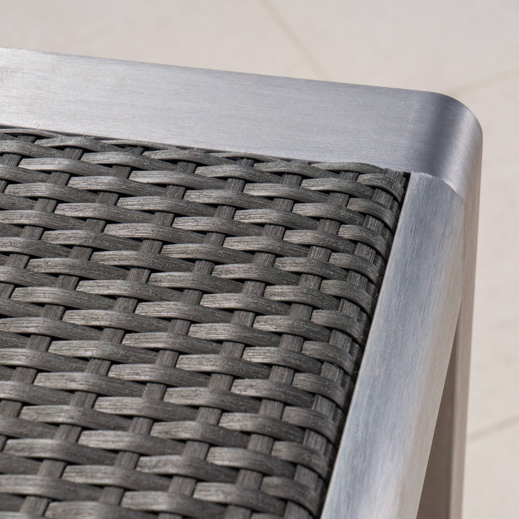 Gray Square Aluminum and Wicker Bar Table W795426