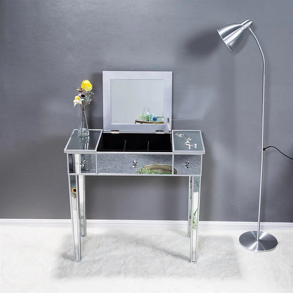 Wood Vanity Table with Flip-top Mirror 3 Drawers P1410