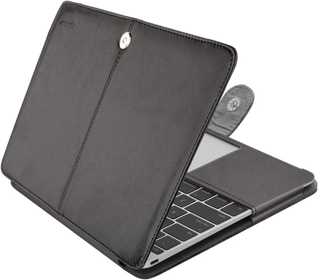 Brown PU Leather Book Folio Case for MacBook 12 inch A1534 B497