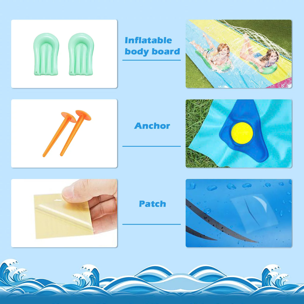 16FT Double Water Slides with Sprinklers K6095