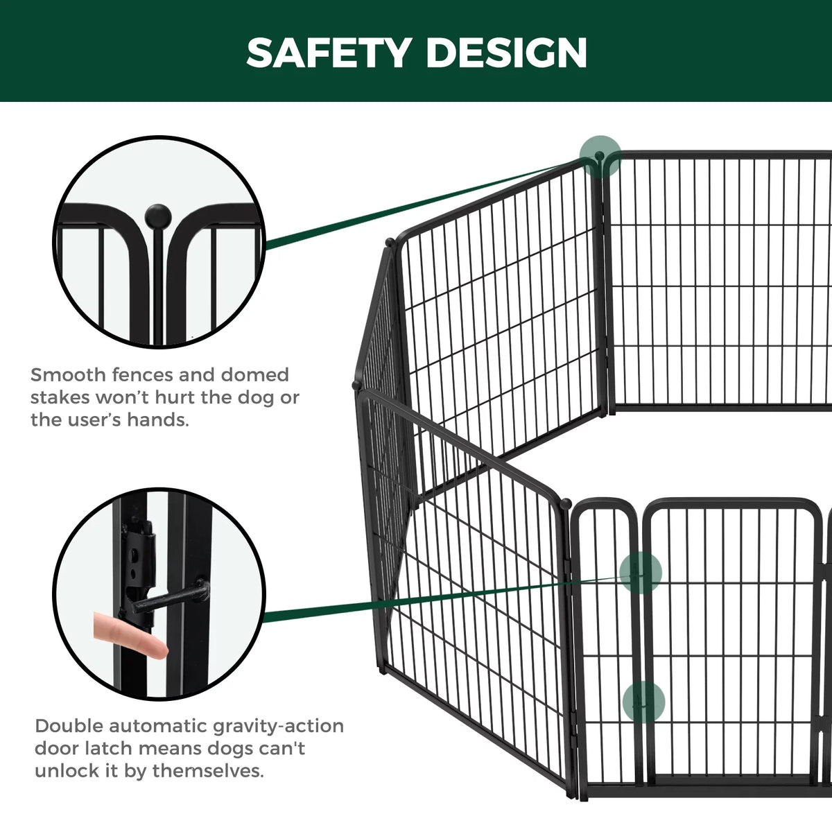 8 Panel 32" Height Dog Playpen with Silicone Foot Pads and Muffler Tubes W831571