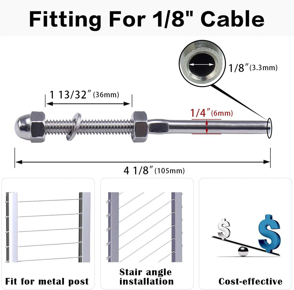 60Pack 1/8 Cable Railing Kit T316 Stainless Steel U37168