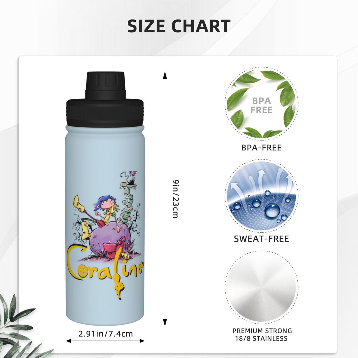 18OZ Insulated Stainless Steel Water Bottle W5648