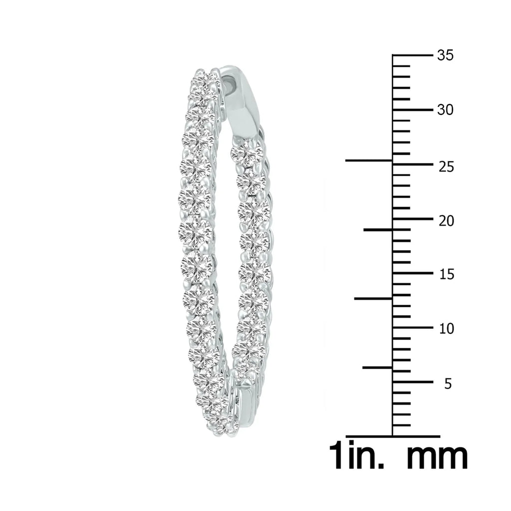 14K White Gold Diamond Hoop Earrings Z682265