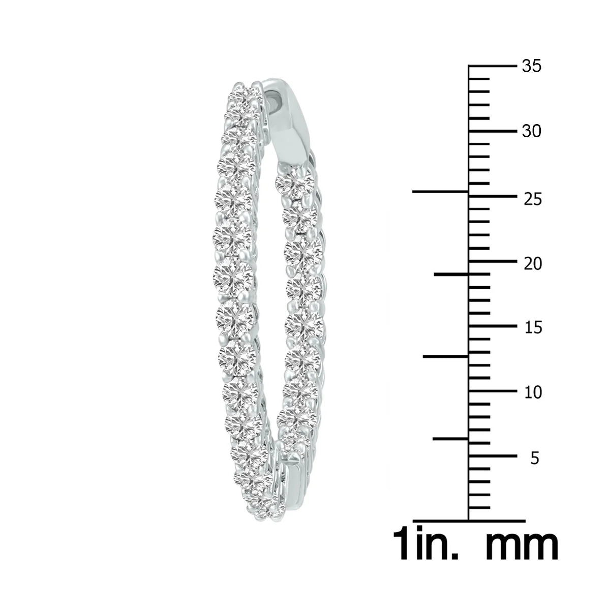 14K White Gold Diamond Hoop Earrings Z682265