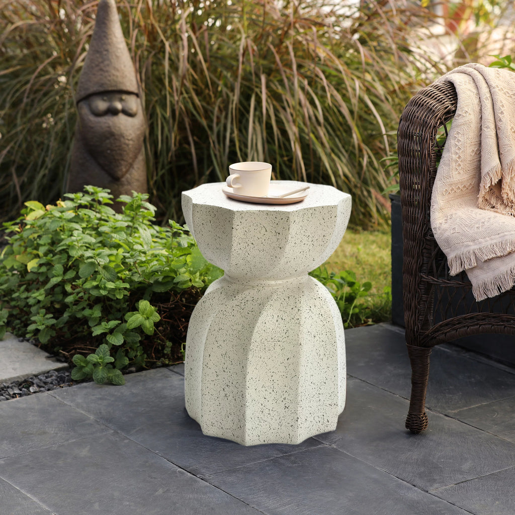 Off White Gray Cement Indoor Outdoor Side and End Table Y48962