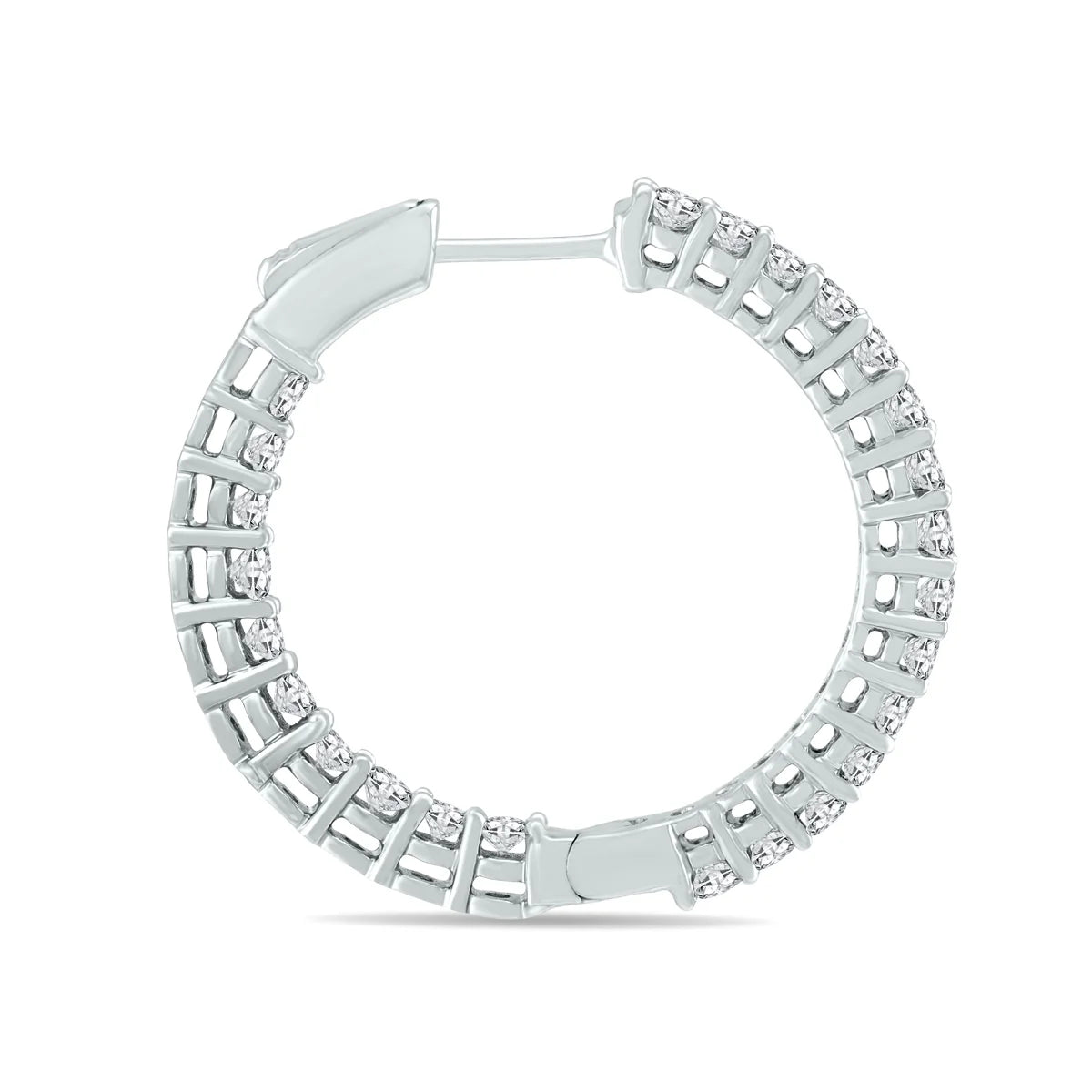 14K White Gold Diamond Hoop Earrings Z682265