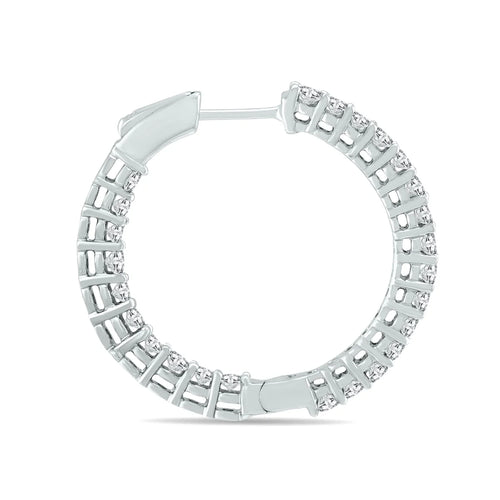 14K White Gold Diamond Hoop Earrings Z682265