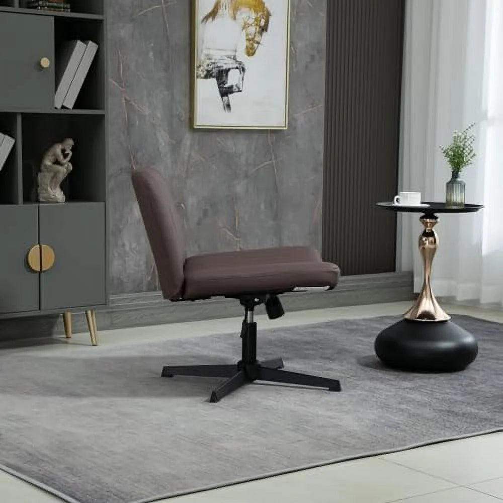 Armless Cross-Legged PU Leather Adjustable Swivel Chair V965206