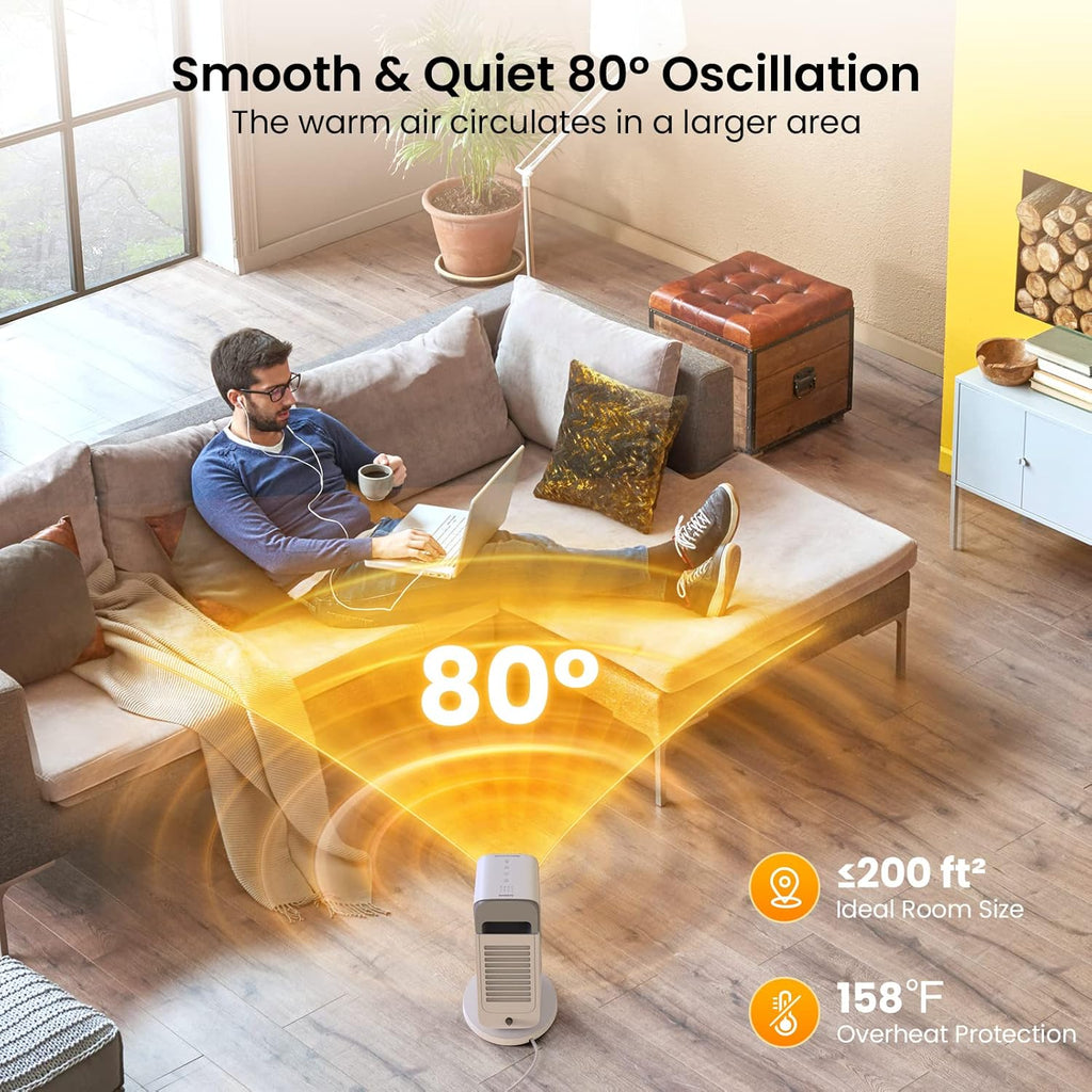 1500W Smart Ceramic Heater with 80° Oscillation M6644