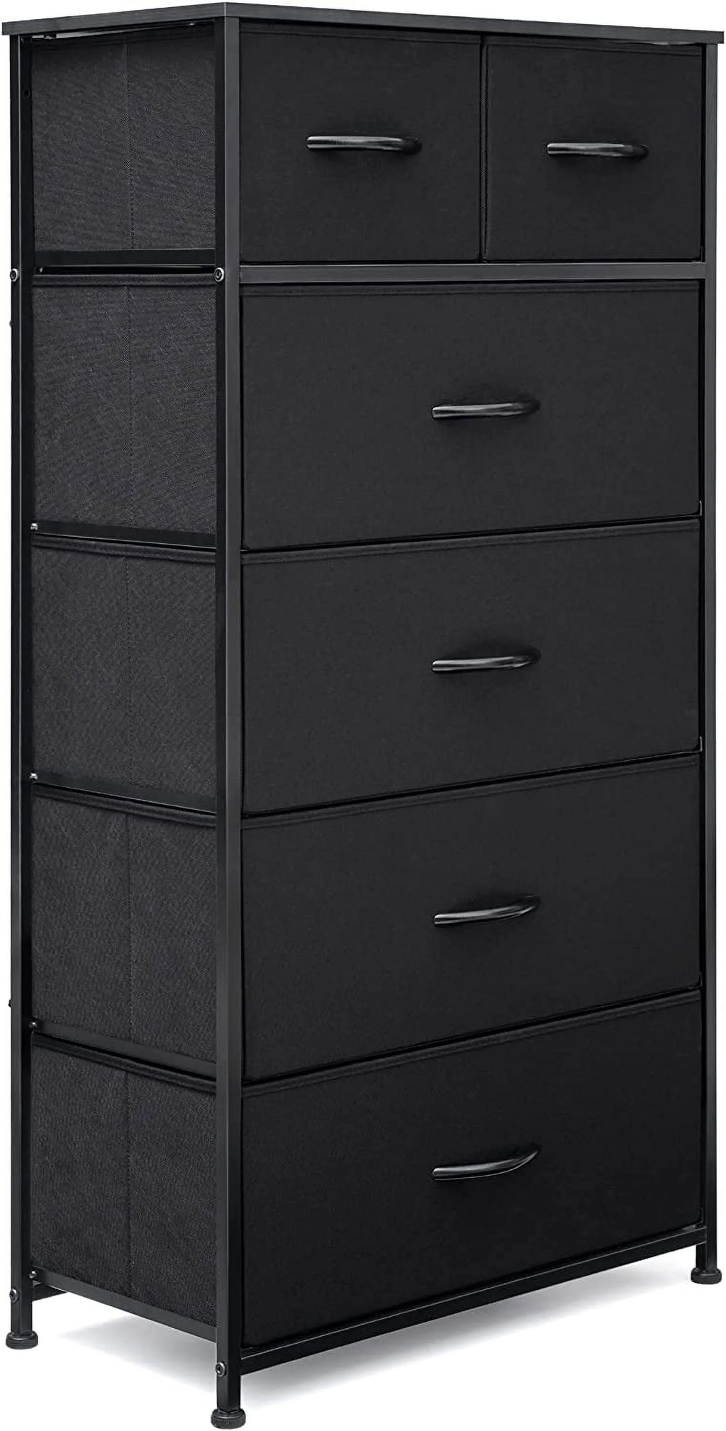 Black 6 Drawer Fabric Dresser C7545
