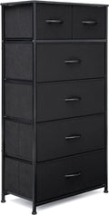Black 6 Drawer Fabric Dresser C7545