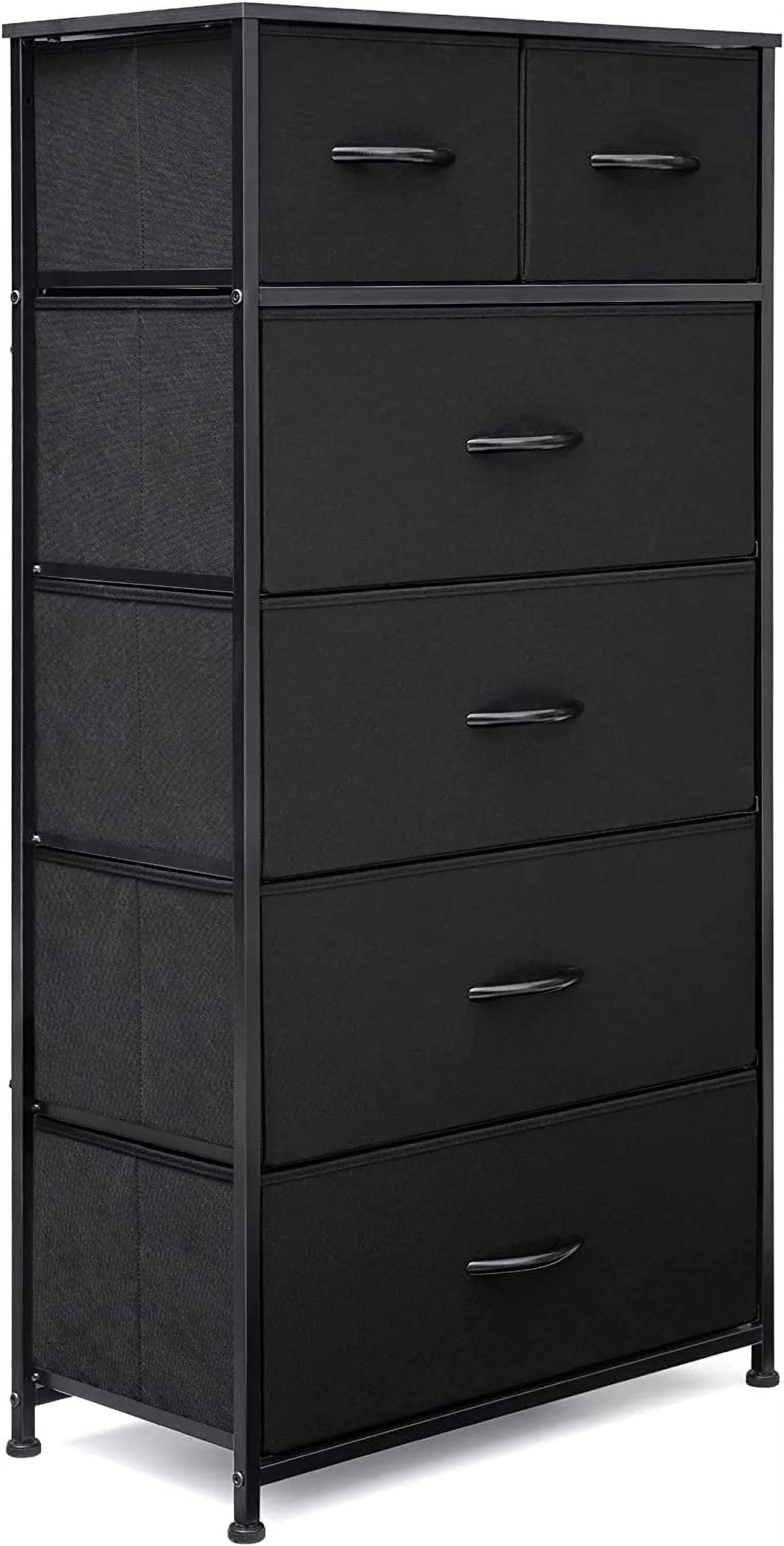 Black 6 Drawer Fabric Dresser C7545