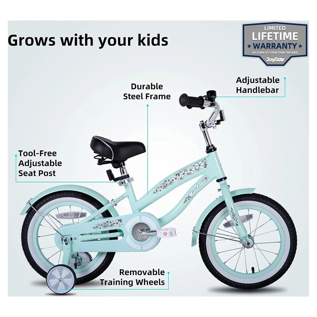 12 14 16 Kids Cruiser Bike with Training Wheels, Green Z461